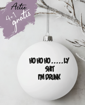 Kerstbal bedrukken met tekst Holy shit