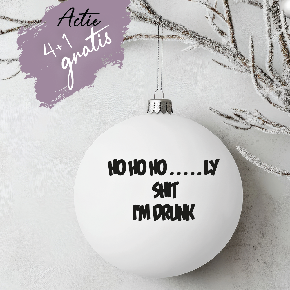 Kerstbal bedrukken met tekst Holy shit