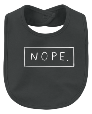 Slabbetje met tekst 'NOPE' bedrukken