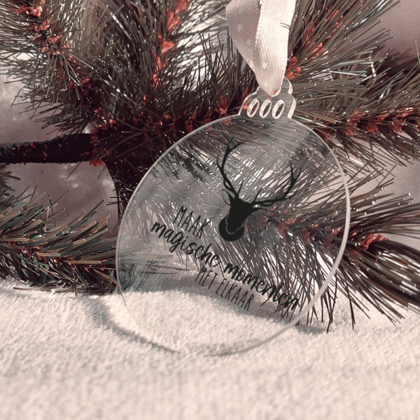 Kerstbal tekst plexiglas