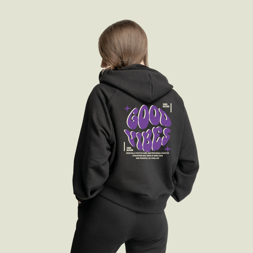 Dames Hoodie met print 'Good Vibes'