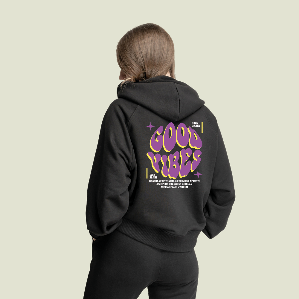 Dames Hoodie met print 'Good Vibes'