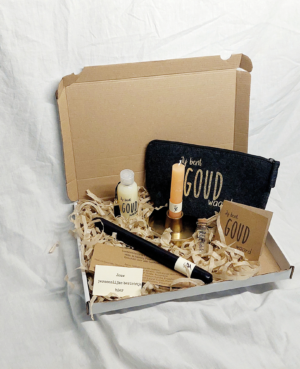 Cadeau box met tekst 'Jij bent GOUD waard'