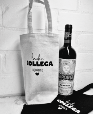 Afscheid collega cadeau bottle bag