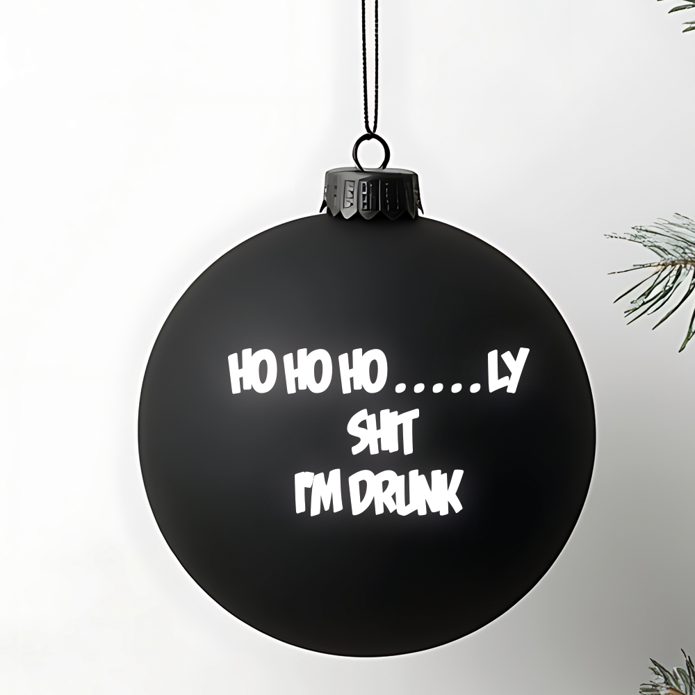 Kerstbal bedrukken met tekst Holy shit